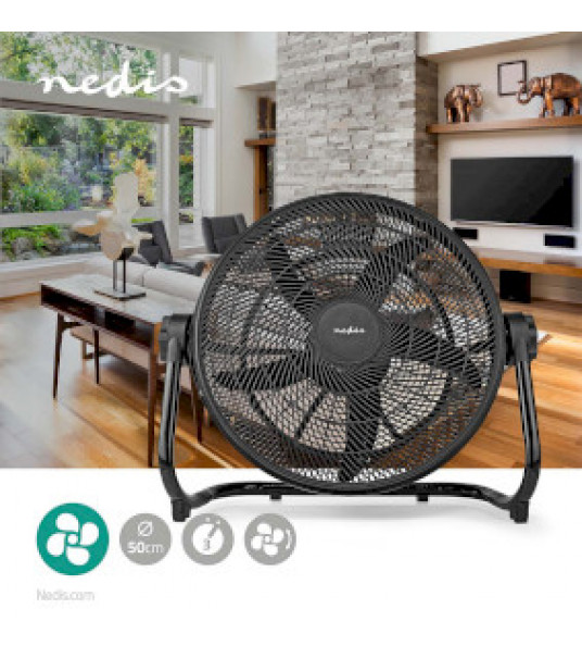 XL VLOERVENTILATOR | 50 CM DIAMETER | 3 SNELHEDEN | ZWART