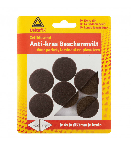 ANTI-KRASVILT ZELFKLEVEND ROND ZWART 33 MM 6ST