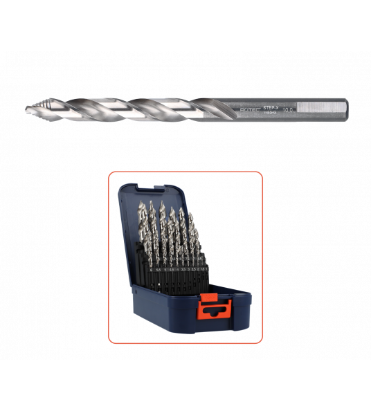 ROTEC SPIRAALBORENSET STEP-X DIN 338, 19-DLG ø1-10 ABS KOFFERTJE ROTEC SPIRAALBORENSET STEP-X DIN 338, 19-DLG ø1-10 ABS KOFFERTJE