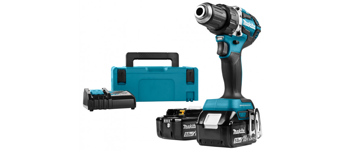 MAKITA 18 V BOOR-/SCHROEFMACHINE DDF484RTJ + 2 X ACCU 18.0V 5.0A + LADER OP=OP