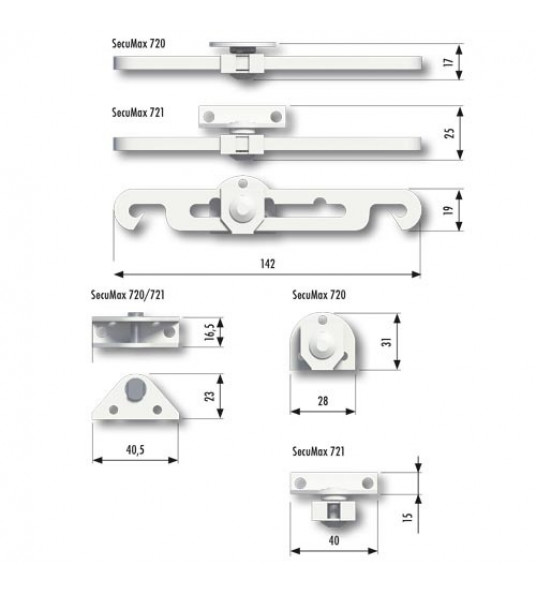 SECUMAX RAAMUITZETTER 720 - BUITENDRAAIENDE RAMEN - WIT