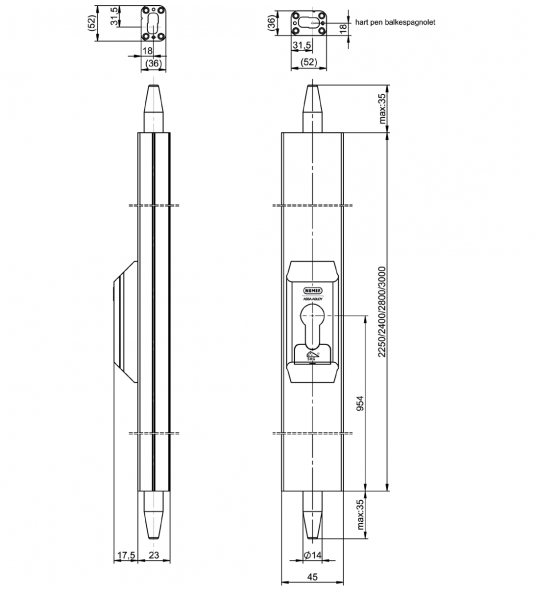 50921400000 VEILIGHEIDSOPBOUWESPAGNOLET, SKG***, LENGTE 2400, INKORTBA 50921400000 VEILIGHEIDSOPBOUWESPAGNOLET, SKG***, LENGTE 2400, INKORTBA