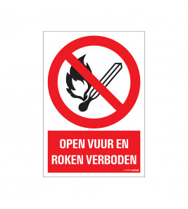 BORD OPEN VUUR EN ROKEN VERBODEN 230X330 MM BORD OPEN VUUR EN ROKEN VERBODEN 230X330 MM