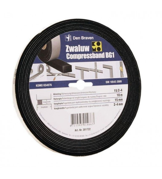 ZWALUW COMPRESSBAND 20/4 20X20 VOEGBREEDTE 3-7MM 8 METER