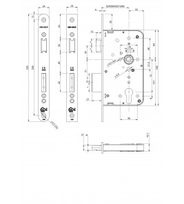 ASSA ABLOY 2422/17U2455 VEILIGHEIDSSLOT SKG** DOORNMAAT 55MM PC72