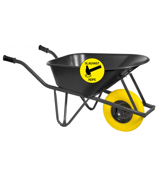 BOUW KRUIWAGEN HDPE 85 L OVALE BUIS SOFTWIEL