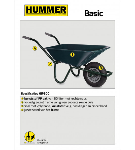TUIN KRUIWAGEN BASIC PP 80 L GECOAT FRAME