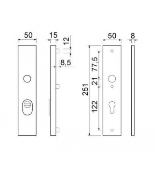 AMI SCHILDEN BINNENDEUR 251/50/8 BLIND F1 ZONDER CILINDER PER PAAR