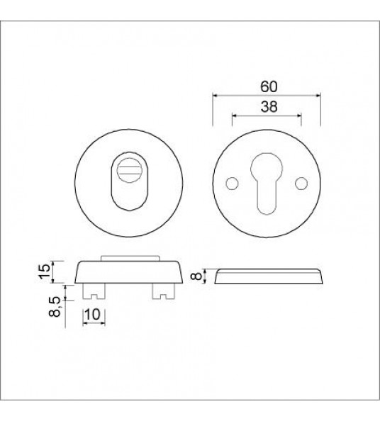 AMI VEILIGHEIDSROZET ROND KERNTREK F1 DEURDIKTE 38-45 MM