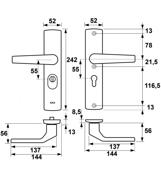 AXA PREMIUM VEILIGHEIDSBESLAG ZWART KRUK ARROW PC55 ANTI-KERNTREK
