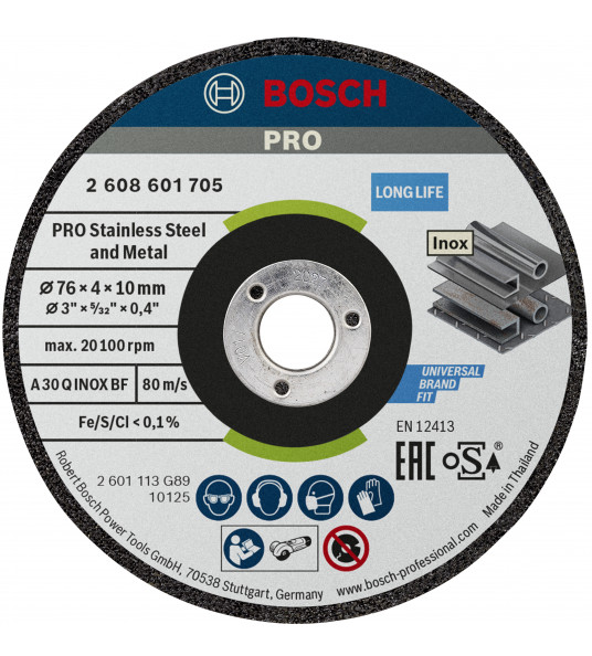 2 MEULES PRO METAL INOX 76X4X10MM