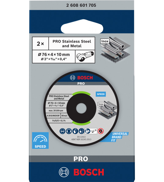 2 MEULES PRO METAL INOX 76X4X10MM