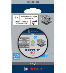 5 SCHIJF PRO METAL INOX 76X1X10MM