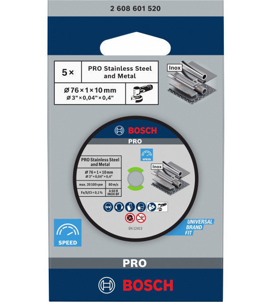 5 SCHIJF PRO METAL INOX 76X1X10MM