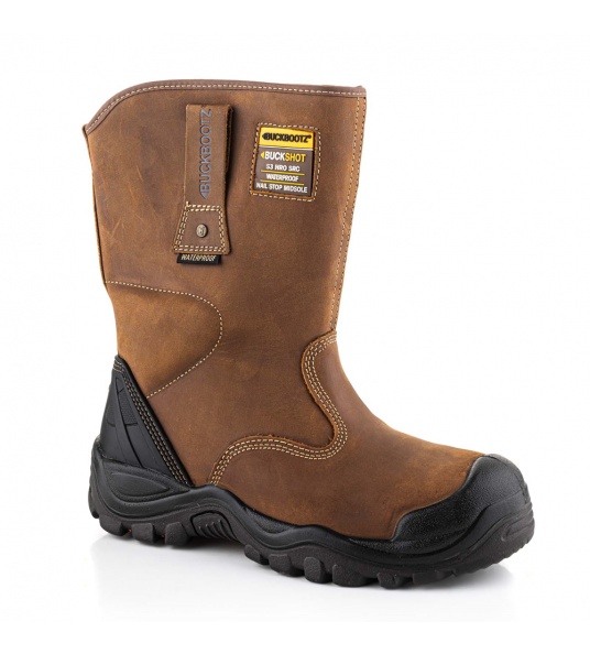 BUCKBOOTZ BUCKSHOT BSH010BR WERKLAARS S3 DARK BROWN ANTISLIP WATERDICHT MT 43