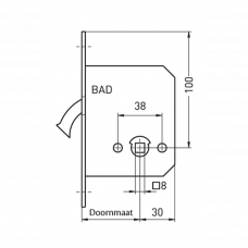 MAUER 3212 VRIJ/BEZET 55 MM RVS SCHUIFDEURSLOT VOORPLAAT AFGEROND 150X20MM INCL SLUITPLAAT