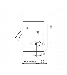 MAUER 3212 VRIJ/BEZET 55 MM RVS SCHUIFDEURSLOT VOORPLAAT AFGEROND 150X20MM INCL SLUITPLAAT
