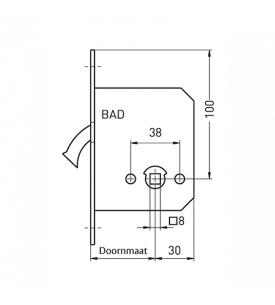 MAUER 3212 VRIJ/BEZET 55 MM RVS SCHUIFDEURSLOT VOORPLAAT AFGEROND 150X20MM INCL SLUITPLAAT