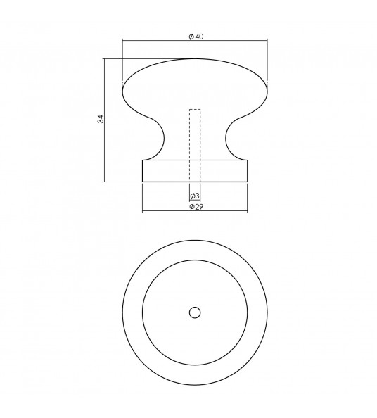 KNOP 40MM GRENENHOUT
