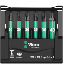 WERA TORX BITSET BIT-CHECK 6 TX IMPAKTOR 1, 6-DELIG