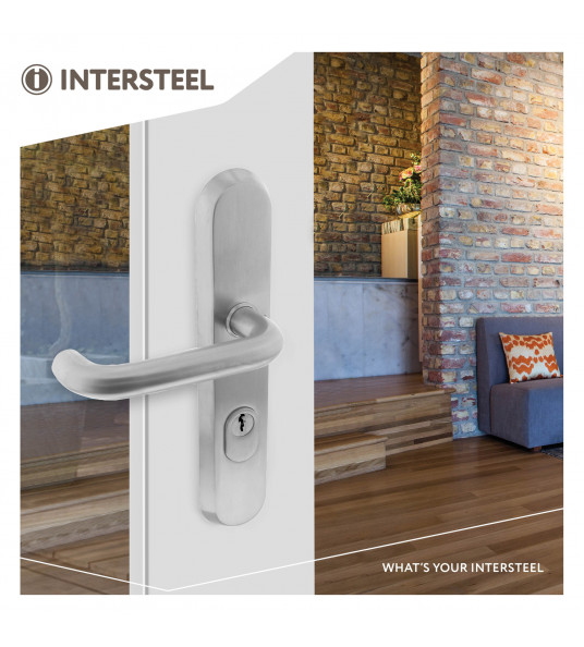 INTERSTEEL VEILIGHEIDSBESLAG OVAAL 250X50MM KRUK/KRUK GEVEERD PC 72MM KERNTREKBEVEILIGD RVS