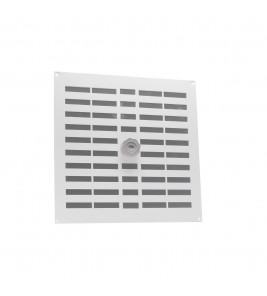 ALU SCHUIFROOSTER MET GAAS 300X300MM WIT