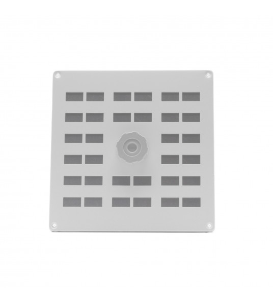 ALU SCHUIFROOSTER MET GAAS 200X200MM WIT