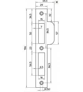 NEMEF SLUITPLAAT P 4000/17/T DR.RS/HOLL LINKS RVS 29X196MM RECHTHOEKIG