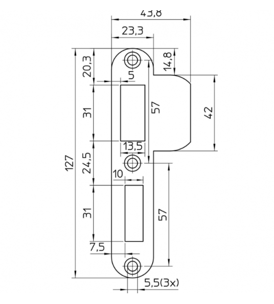 NEMEF RVS SLUITPLAAT P1279 HOLL RS (DIN LINKS) NEMEF RVS SLUITPLAAT P1279 HOLL RS (DIN LINKS)