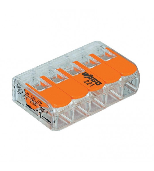 WAGO 221 5 VOUDIG LASKLEM TRANSPARANT HARD/ZACHT (25 STUKS)