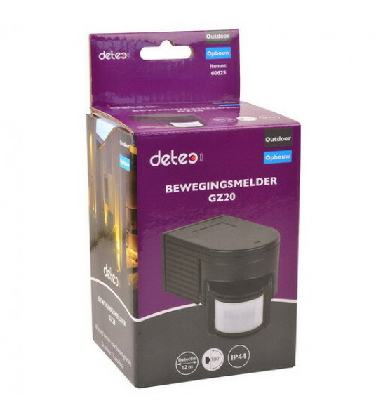 DETEQ GZ20 BEWEGINGSMELDER OUTDOOR 180&deg; ZWART TOT 300W (LED)