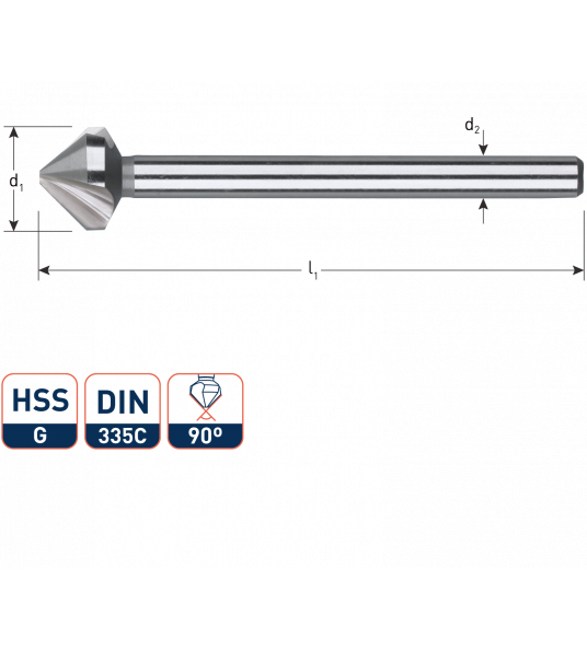HSS-G VERZINKBOOR 90&deg; VOOR METAAL/HOUT 16.5MM (M8)