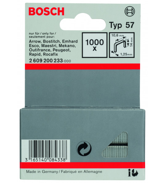 BOSCH NIETEN TYPE 57- 10.6X1.25X14MM (1000 STUKS) BOSCH NIETEN TYPE 57- 10.6X1.25X14MM (1000 STUKS)