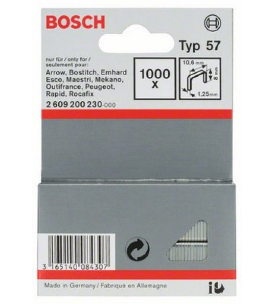 BOSCH NIETEN TYPE 57- 10,6X1,25X8MM (1000 STUKS) BOSCH NIETEN TYPE 57- 10,6X1,25X8MM (1000 STUKS)
