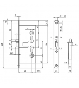 MAUER 4280 STALEN HEKSLOT PZW 65 MM LS/RS VOORPLAAT 235X24MM