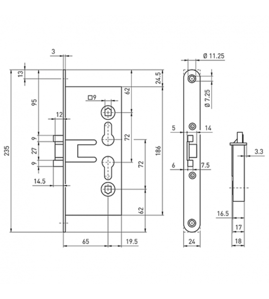 MAUER 4280 STALEN HEKSLOT PZW 65 MM LS/RS VOORPLAAT 235X24MM