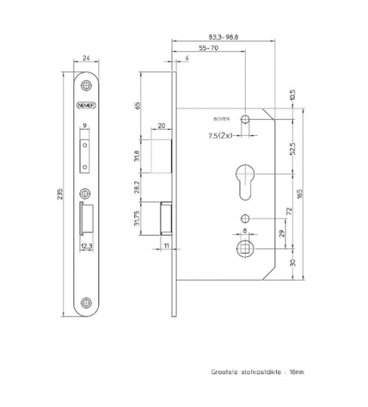 NEMEF COMFORT (SENIOREN) DIN RECHTS 4429/17-55 VEILIGHEIDSSLOT SKG** DM55MM PC72MM NEMEF COMFORT (SENIOREN) DIN RECHTS 4429/17-55 VEILIGHEIDSSLOT SKG** DM55MM PC72MM