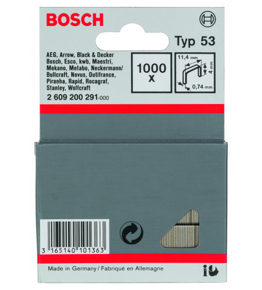 BOSCH NIET FIJN TYPE 53 4 MM VERZINKT (11,4X0,74) (1000 STUKS)