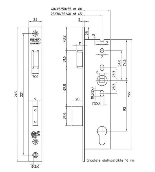 NEMEF 4169/18-30 VEILIGHEIDS SMALDEURSLOT SKG** DM30MM PC92MM