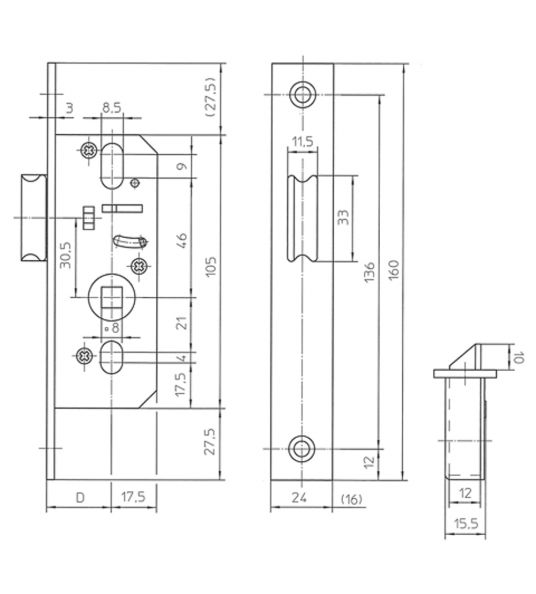 MAUER 4409 F 30 MM RVS LS/RS VOORPLAAT 160X24MM-T-ROESTVRIJSTAAL