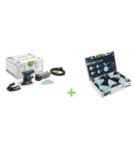 FESTOOL VLAKSCHUURMACHINE DTS 400 REQ-PLUS + SCHUURPAPIER GRANAT SYSTAINER³ SYS-STF DELTA GR-SET
