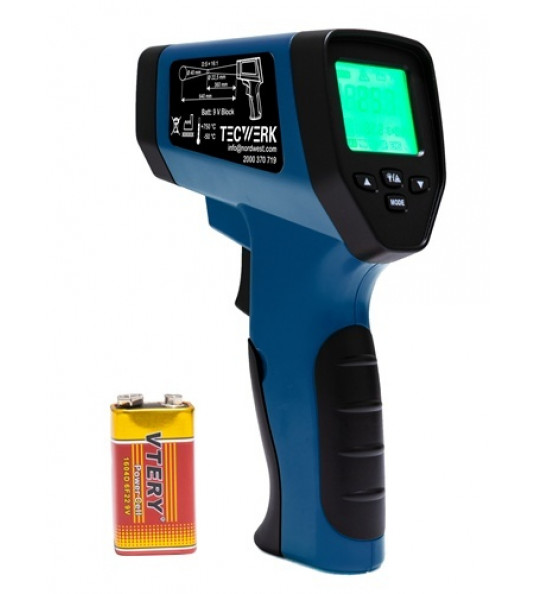 INFRAROODTHERMOMETER - 50 TOT CA. 750 &deg;C ±2 &deg;C TECWERK