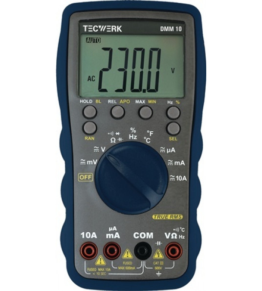 MULTIMETER DMM 10 0-600 V AC/DC WAAR RMS TECWERK
