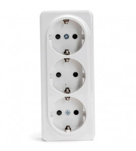 AIGOSTAR OPBOUW STOPCONTACT 3-VOUDIG MET RANDAARDE SELECT WIT