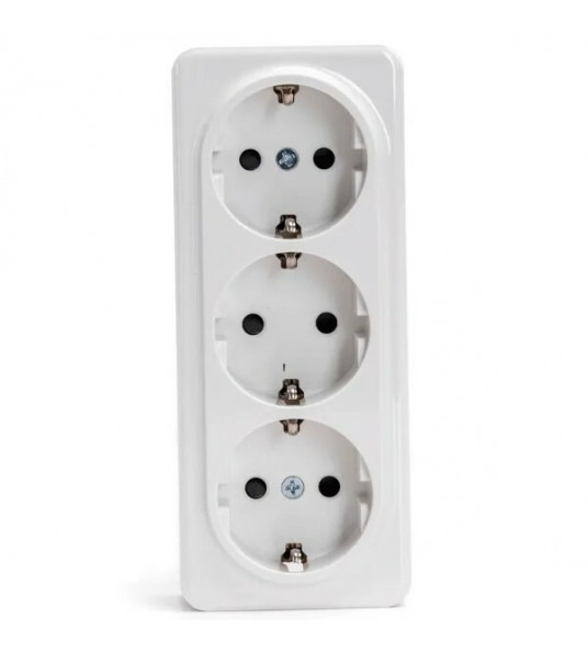 AIGOSTAR OPBOUW STOPCONTACT 3-VOUDIG MET RANDAARDE SELECT WIT