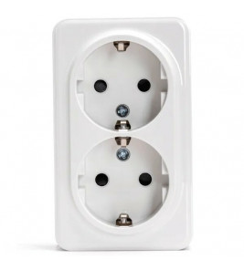 AIGOSTAR OPBOUW STOPCONTACT DUBBEL MET RANDAARDE SELECT WIT