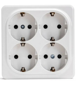 AIGOSTAR OPBOUW STOPCONTACT 4-VOUDIG MET RANDAARDE SELECT WIT