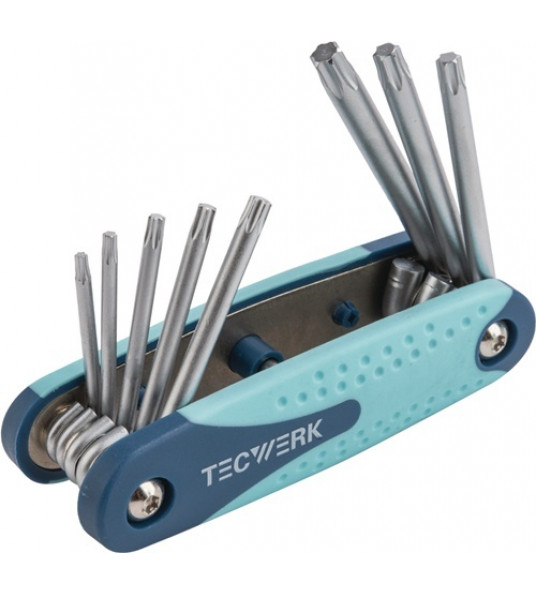 TECWERK TORXSLEUTELSET 8-DELIG HANDKLAPHOUDER TX9-TX40 S2-STAAL