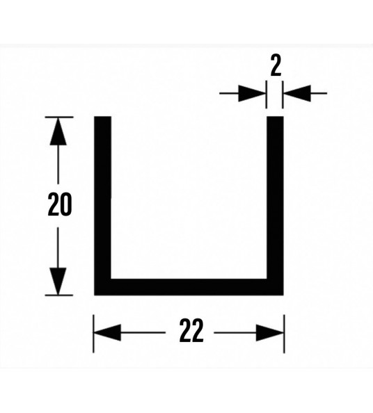 U-PROF ALU BRUTE 20X22X20X2MM 5M U-PROF ALU BRUTE 20X22X20X2MM 5M