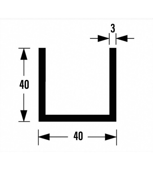 U-PROF ALU BRUTE 40X40X40X3MM 5M